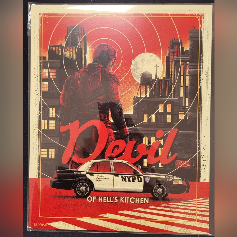 Daredevil 8x10 art print by artist Derek Payne. Numbered 359/1150